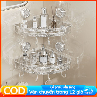 Kệ góc nhà tắm GREENSINDOOR Kệ Nhà Tắm, Kệ Dán Tường Không Khoan Đục, Chất Liệu Nhựa Trong Suốt Cứng 30.8CM Chiều dài