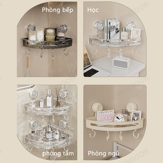 Kệ góc nhà tắm GREENSINDOOR Kệ Nhà Tắm, Kệ Dán Tường Không Khoan Đục, Chất Liệu Nhựa Trong Suốt Cứng 30.8CM Chiều dài