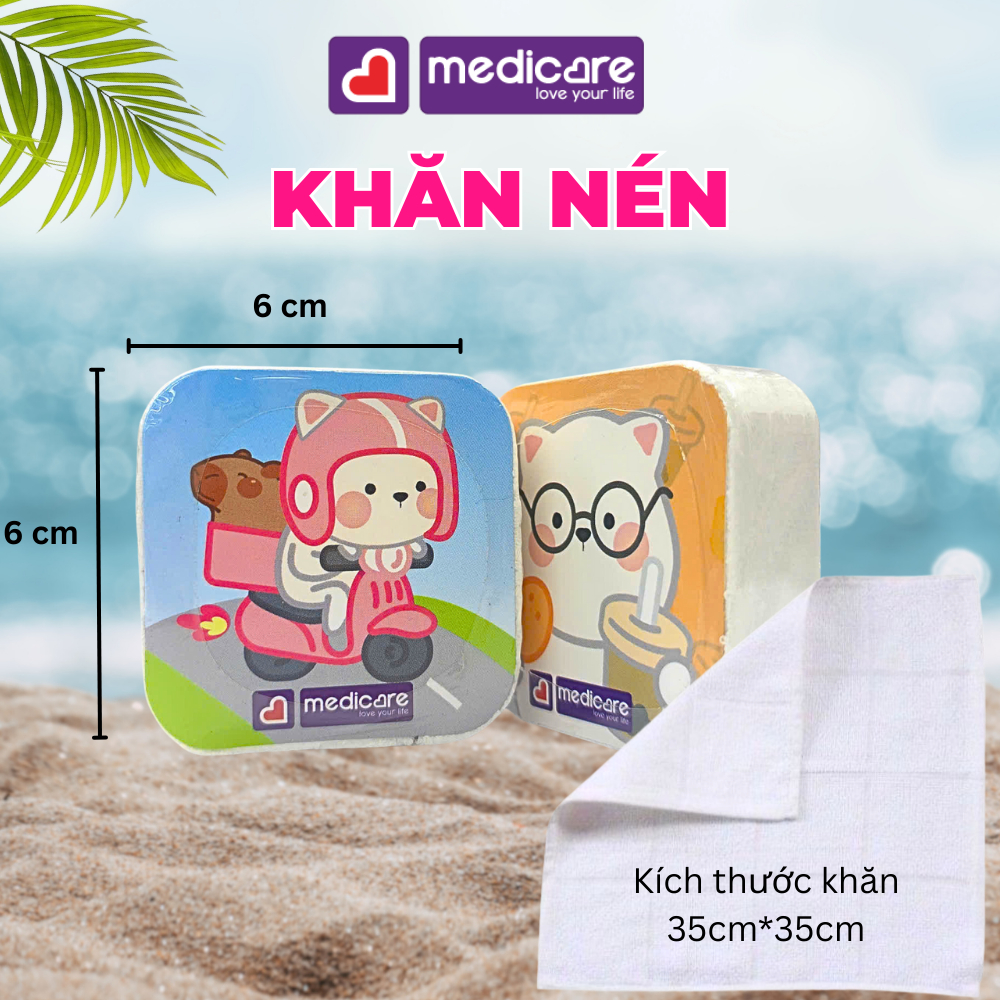 Khăn Nén MEDiCARE 35x35cm giao hình ngẫu nhiên (1 cái)