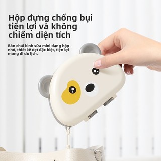 Youkebei bộ cọ rửa bình sữa, cọ rửa ống hút bằng silicon tiện lợi, kèm kệ úp bình sữa, dụng cụ vệ sinh an toàn cho bé