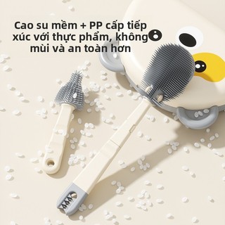 Youkebei bộ cọ rửa bình sữa, cọ rửa ống hút bằng silicon tiện lợi, kèm kệ úp bình sữa, dụng cụ vệ sinh an toàn cho bé