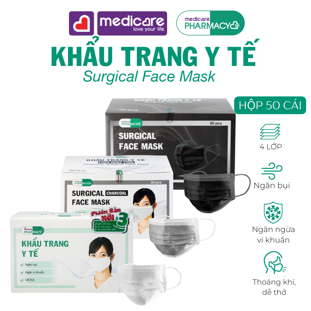Khẩu trang MEDiCARE 4 lớp hộp 50 cái