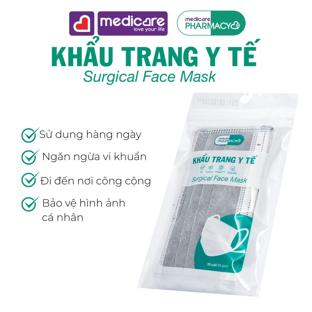 Khẩu Trang Y Tế MEDiCARE PHARMACY 4 lớp 10 cái 1 bịch