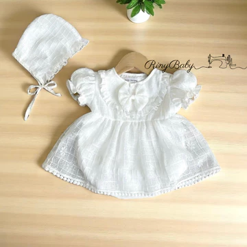 Body váy công chúa ren hoa trắng, đầm bé gái sơ sinh đầy tháng thôi nôi RinyBaby BD150