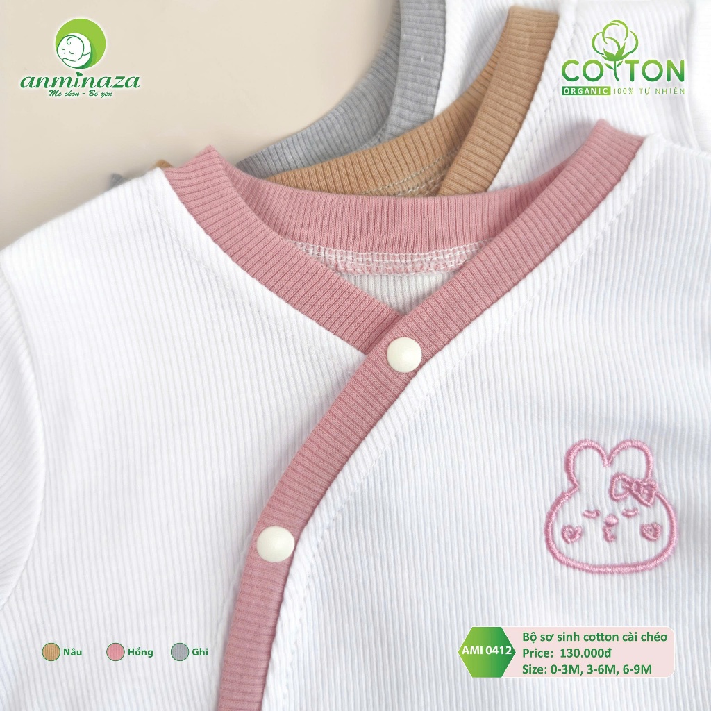 Bộ Sơ Sinh Dài Tay Thu Đông Cho Bé – Cotton Mềm Mại, An Toàn & Ấm Áp - Hàng Chính Hãng MIN0412