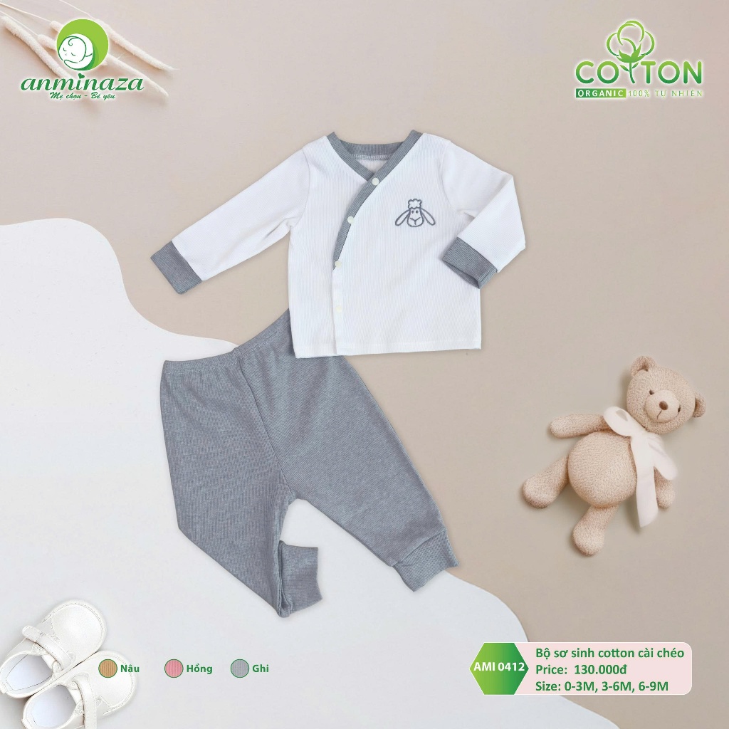 Bộ Sơ Sinh Dài Tay Thu Đông Cho Bé – Cotton Mềm Mại, An Toàn & Ấm Áp - Hàng Chính Hãng MIN0412