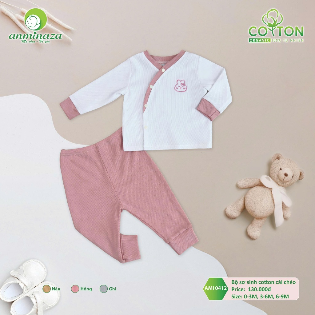Bộ Sơ Sinh Dài Tay Thu Đông Cho Bé – Cotton Mềm Mại, An Toàn & Ấm Áp - Hàng Chính Hãng MIN0412