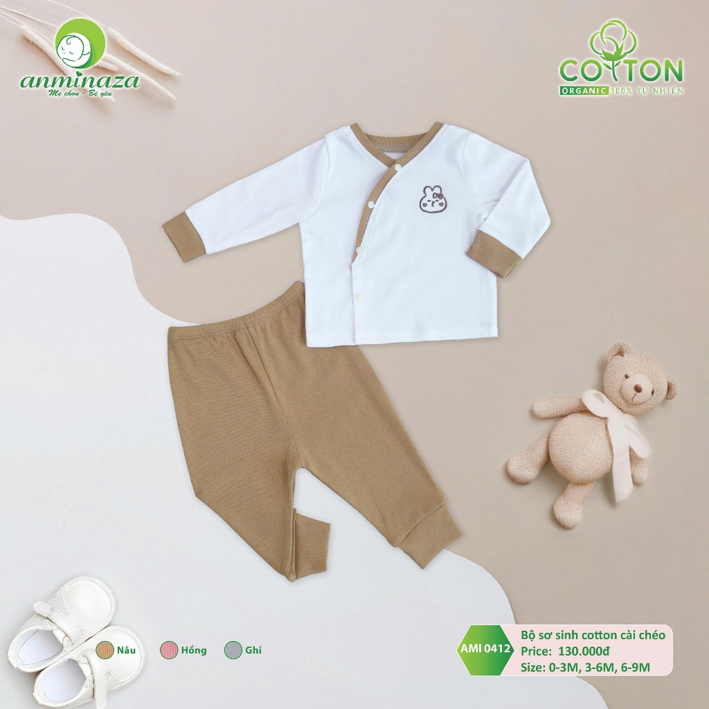 Bộ Sơ Sinh Dài Tay Thu Đông Cho Bé – Cotton Mềm Mại, An Toàn & Ấm Áp - Hàng Chính Hãng MIN0412