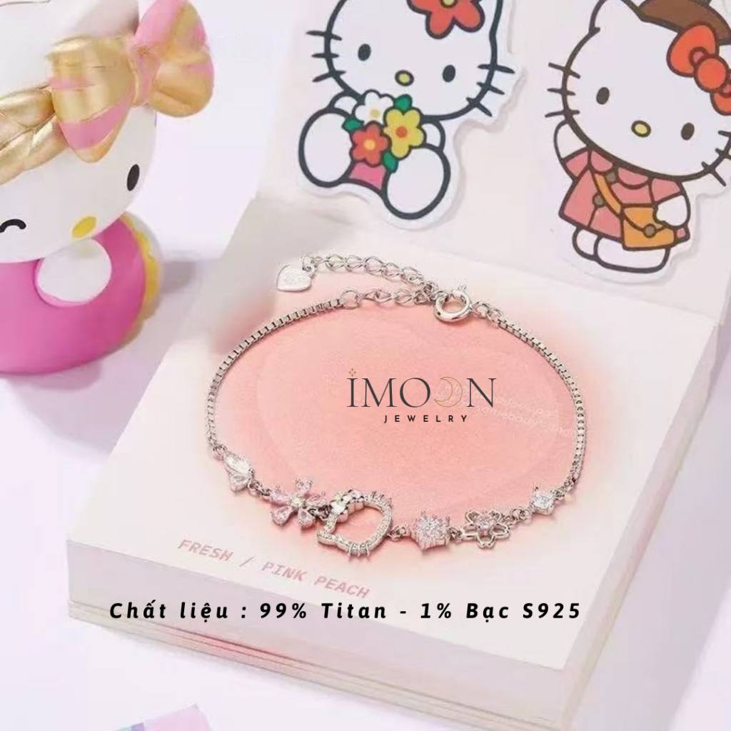 [ HỢP KIM BẠC Lắc tay Hello Kitty bạc S925 Tặng Người Yêu, Lắc Tay nữ không gỉ IMOON068