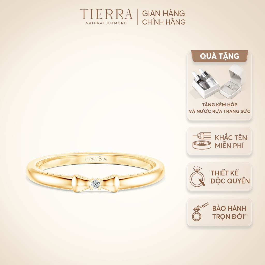 [CHAT TRƯỚC KHI ĐẶT] Nhẫn Thời Trang, Nhẫn Hẹn Ước Tierra FNN1208 Vàng 14K 18K Thiết Kế Đai Trơn, Hình Nơ Nhẹ Nhàng
