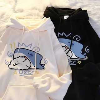 Áo khoác hoodie nỉ nữ nam form to rộng chất liệu dày dặn có mũ unisex in hình cá mập UXK