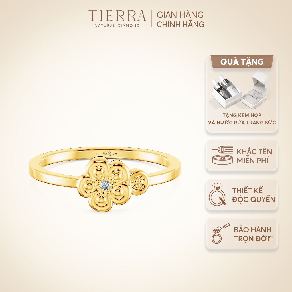 [CHAT TRƯỚC KHI ĐẶT] Nhẫn Thời Trang Nữ Tierra Xuân Đào FNN5101 Vàng 10k/14K/18K Thiết Kế Hoa Xuân Đào Dịu Dàng Nữ Tính