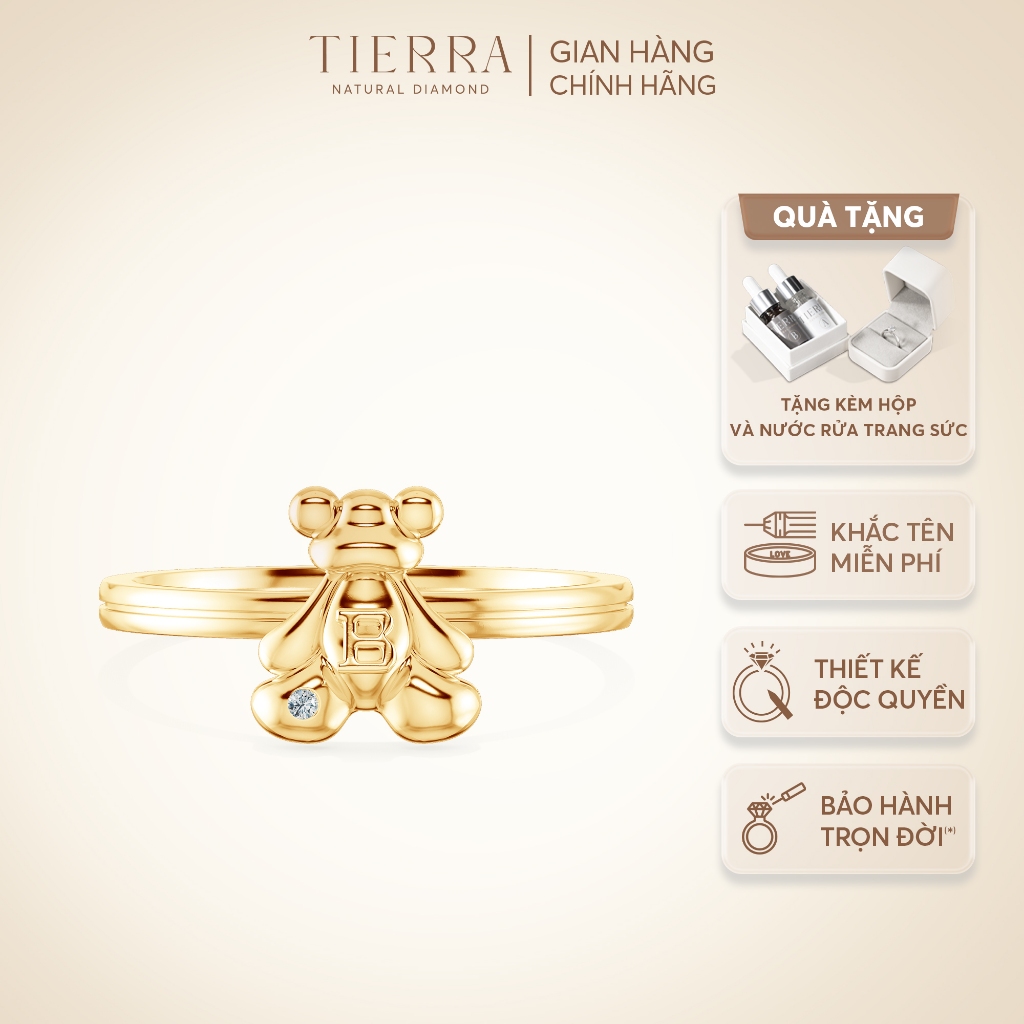 [CHAT TRƯỚC KHI ĐẶT] Nhẫn Thời Trang Tierra FNN5107 Vàng 14K 18K, Thiết Kế Hình Gấu Xinh Xắn, Phụ Kiện Trang Sức