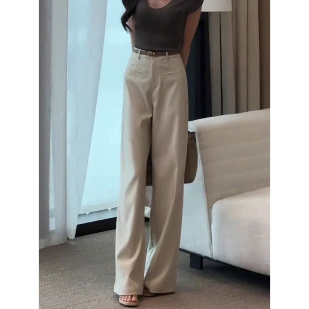 O.urs| Wide-leg Pant - Quần ống suông công sở - thanh lịch ( Màu kaki be đậm )