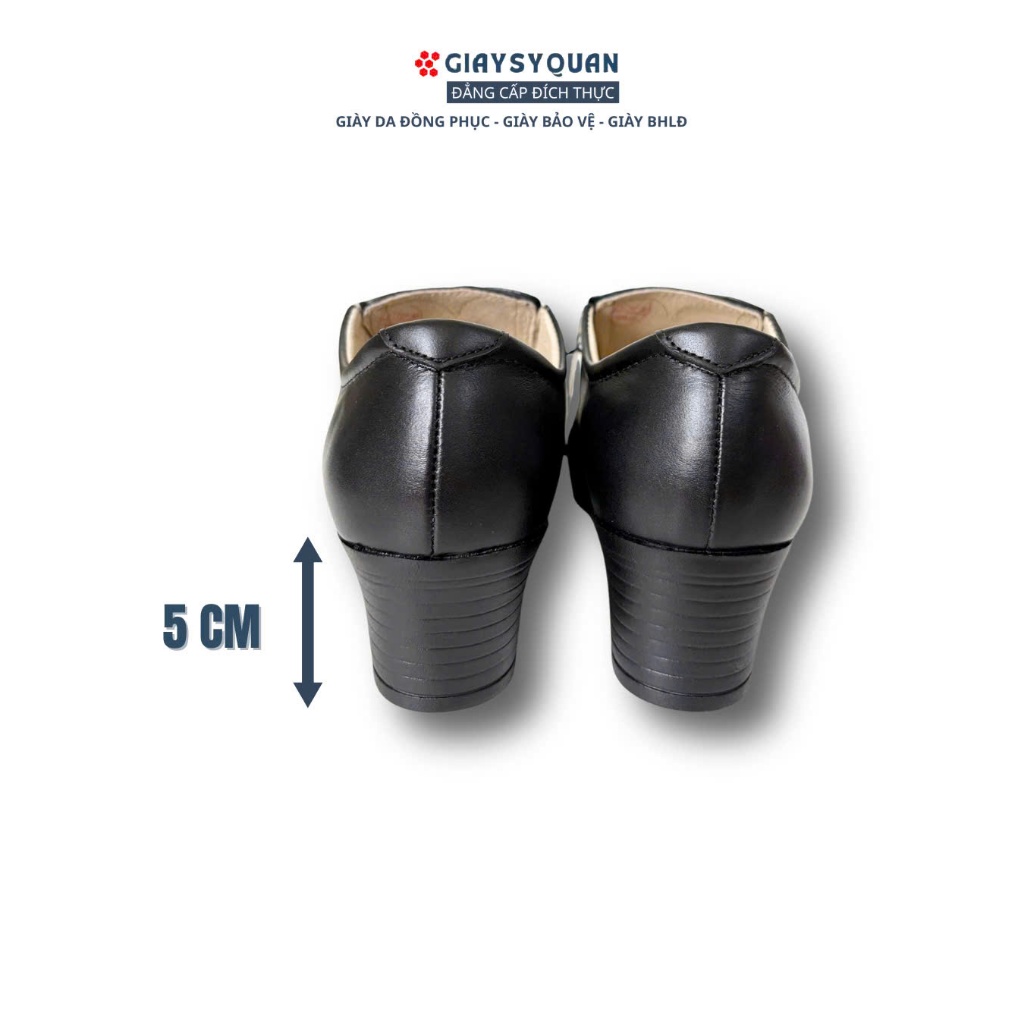 Giày Da Nữ Công Sở 607 Cao 5cm Thiết Kế Dây Ngang Có Bo Chun 2 Bên Thoải Mái Tiện Lợi Cho Phái Đẹp
