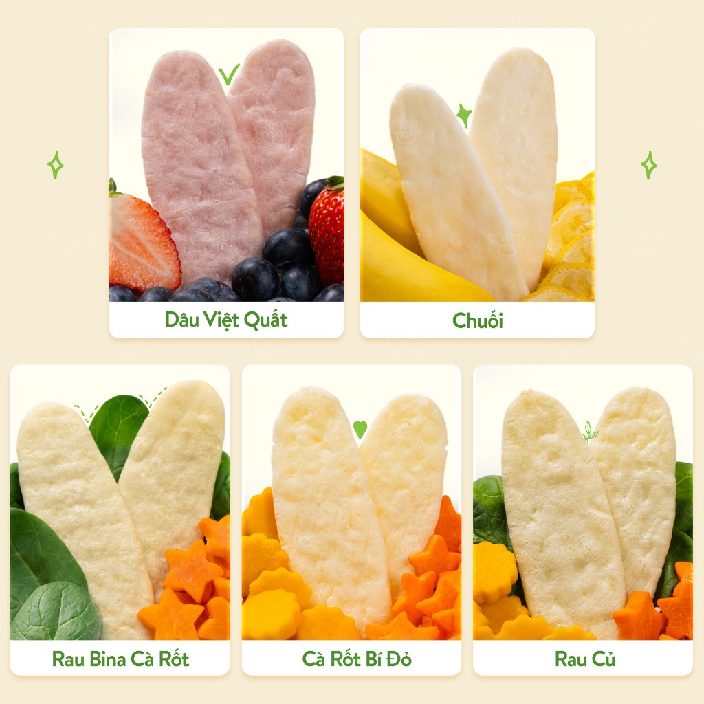 Bánh gạo dẹt rau củ Mămmy cho bé từ 6 tháng, giúp bé tập nhai bổ sung dinh dưỡng