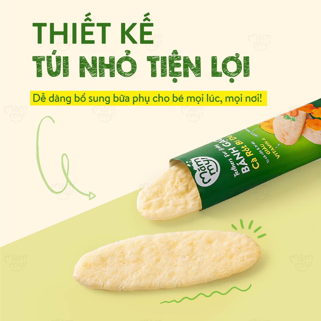 Bánh gạo dẹt rau củ Mămmy cho bé từ 6 tháng, giúp bé tập nhai bổ sung dinh dưỡng