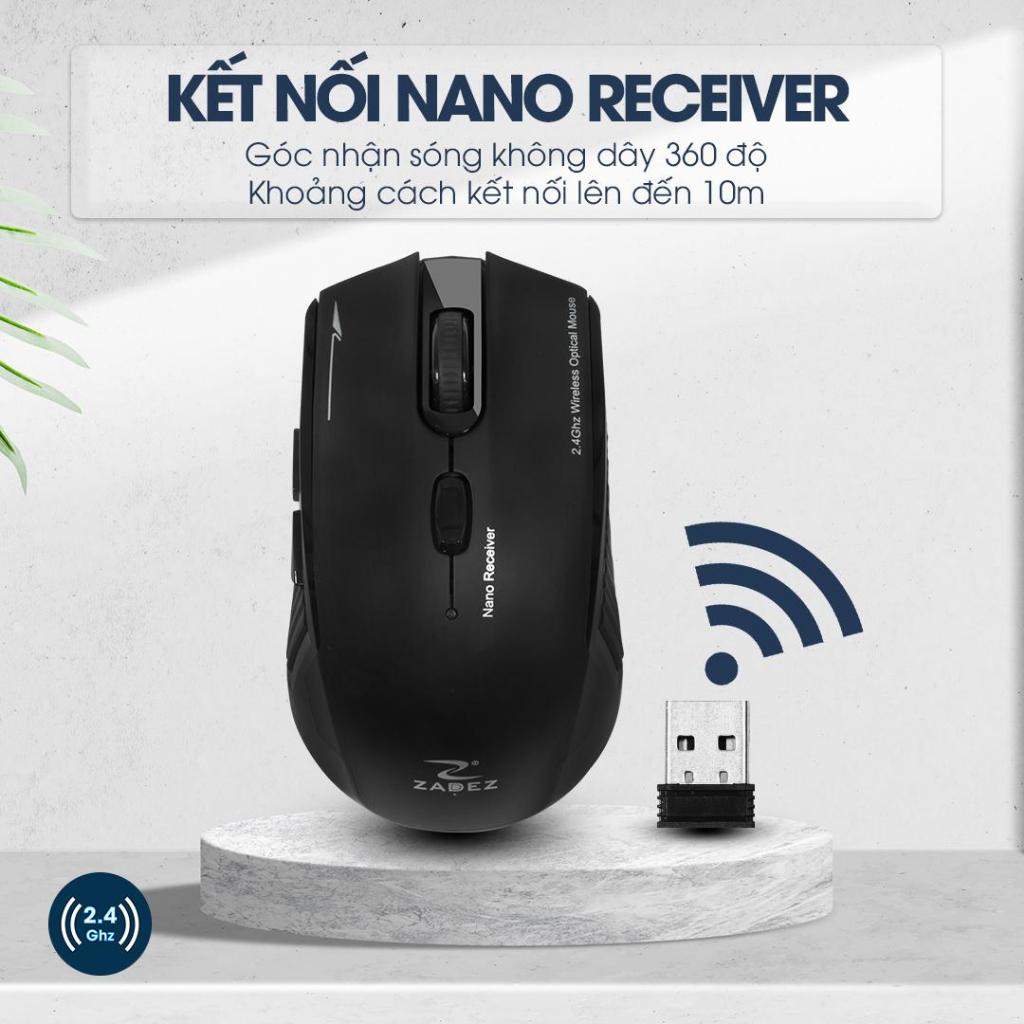 Chuột Không Dây ZADEZ M-338 - Cảm Biến PixArt, 1600DPI, Thiết Kế Ergonomic