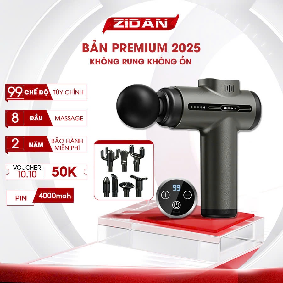 Máy massage cầm tay chính hãng V1 ZiDan 99 chế độ lực đấm siêu mạnh 29800 vòng/phút,pin 4000 mah động cơ không chổi than