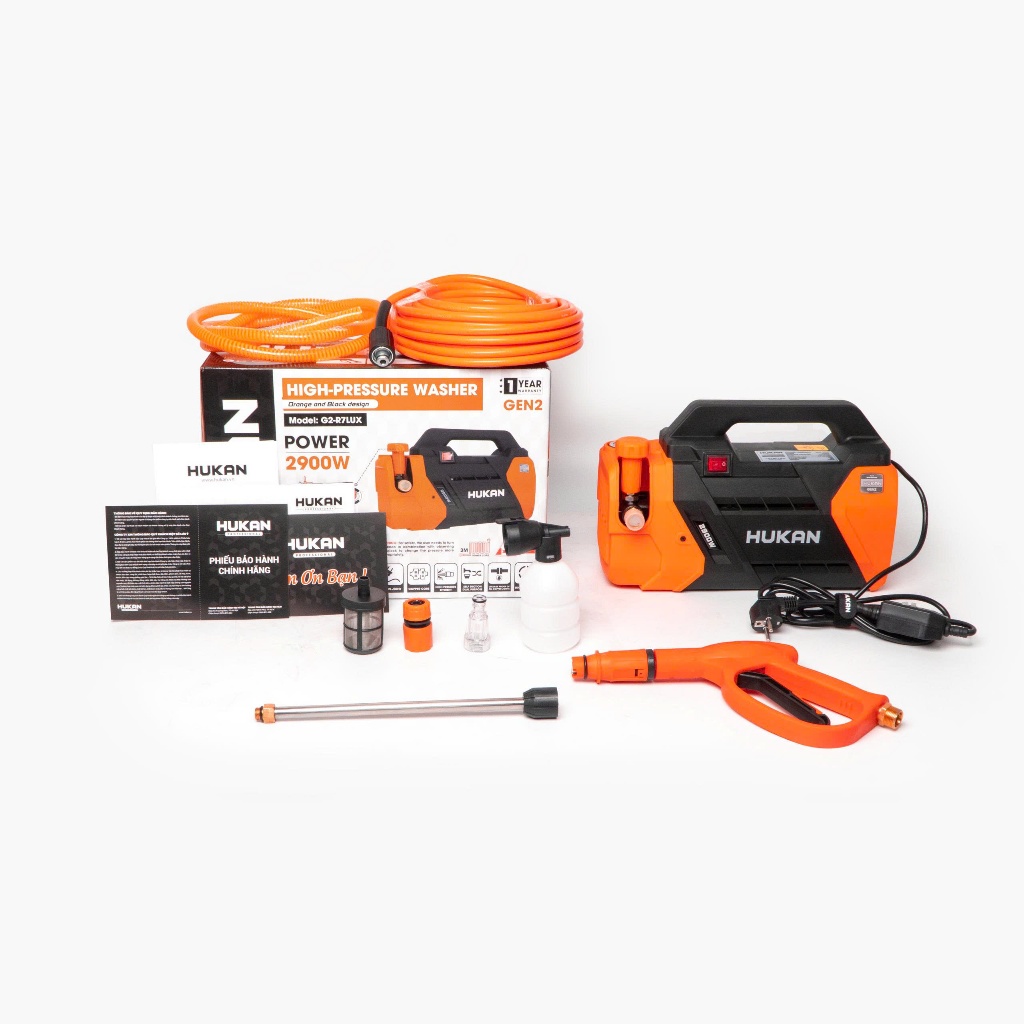 Máy Rửa Xe Điện HUKAN G2-R7LUX | Công Suất 2900W, Áp Suất 10-15MPA, Lưu Lượng 10-15L, Bền Mạnh [CHÍNH HÃNG]