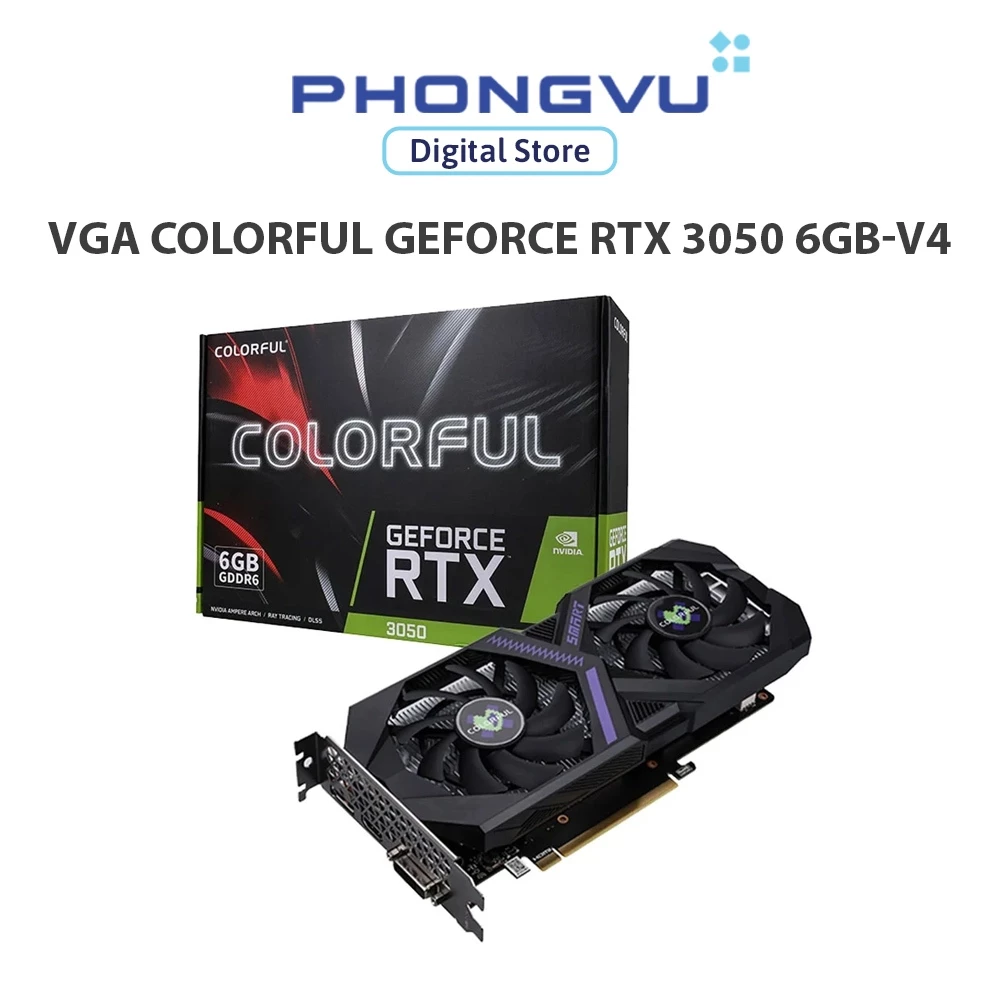 Card màn hình/ VGA Colorful GeForce RTX 3050 6GB-V4 - 6GB GDDR6 - Hàng mới chính hãng - Bảo hành 36 tháng