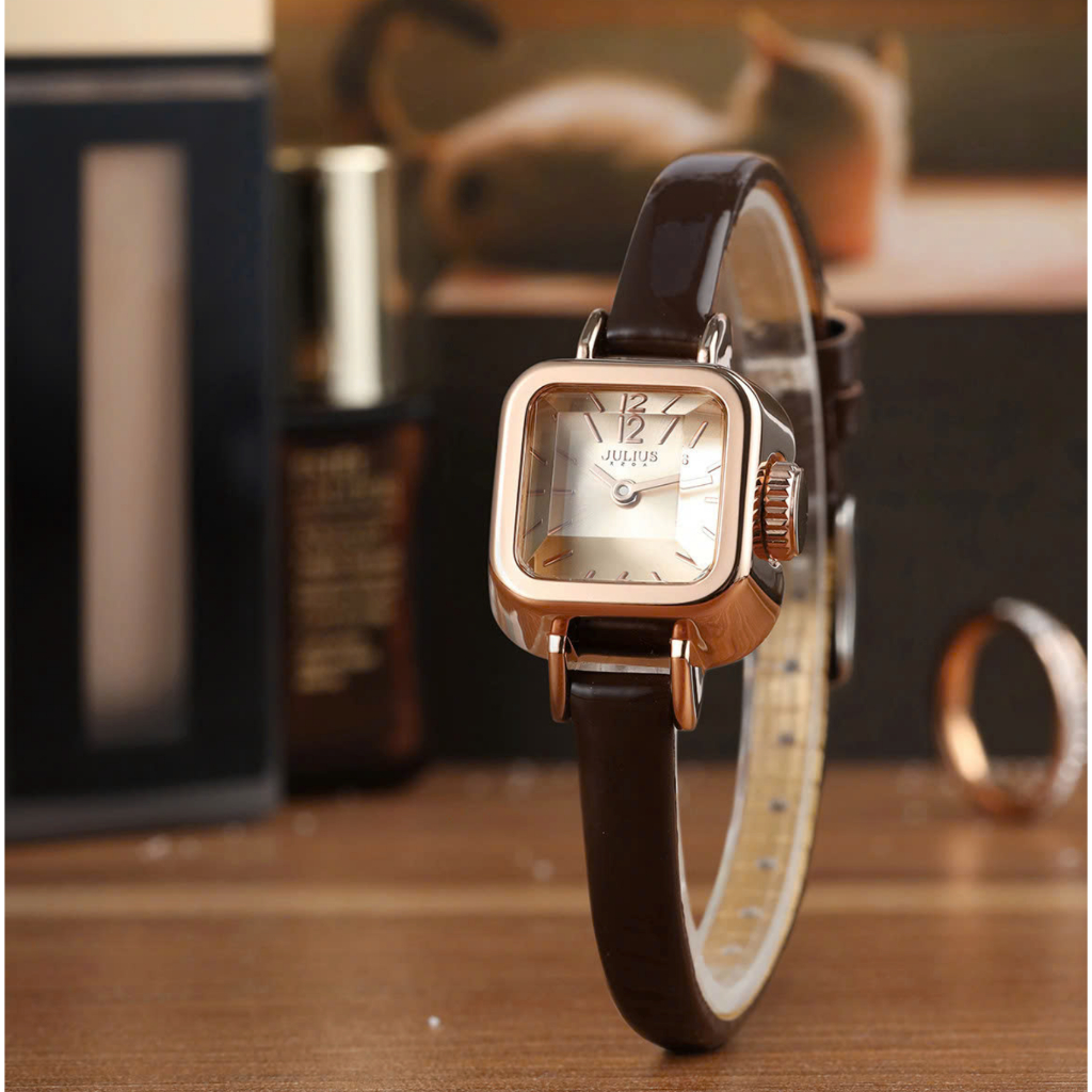 Đồng hồ nữ JA-496C Julius Hàn Quốc Dây Da (Nâu)