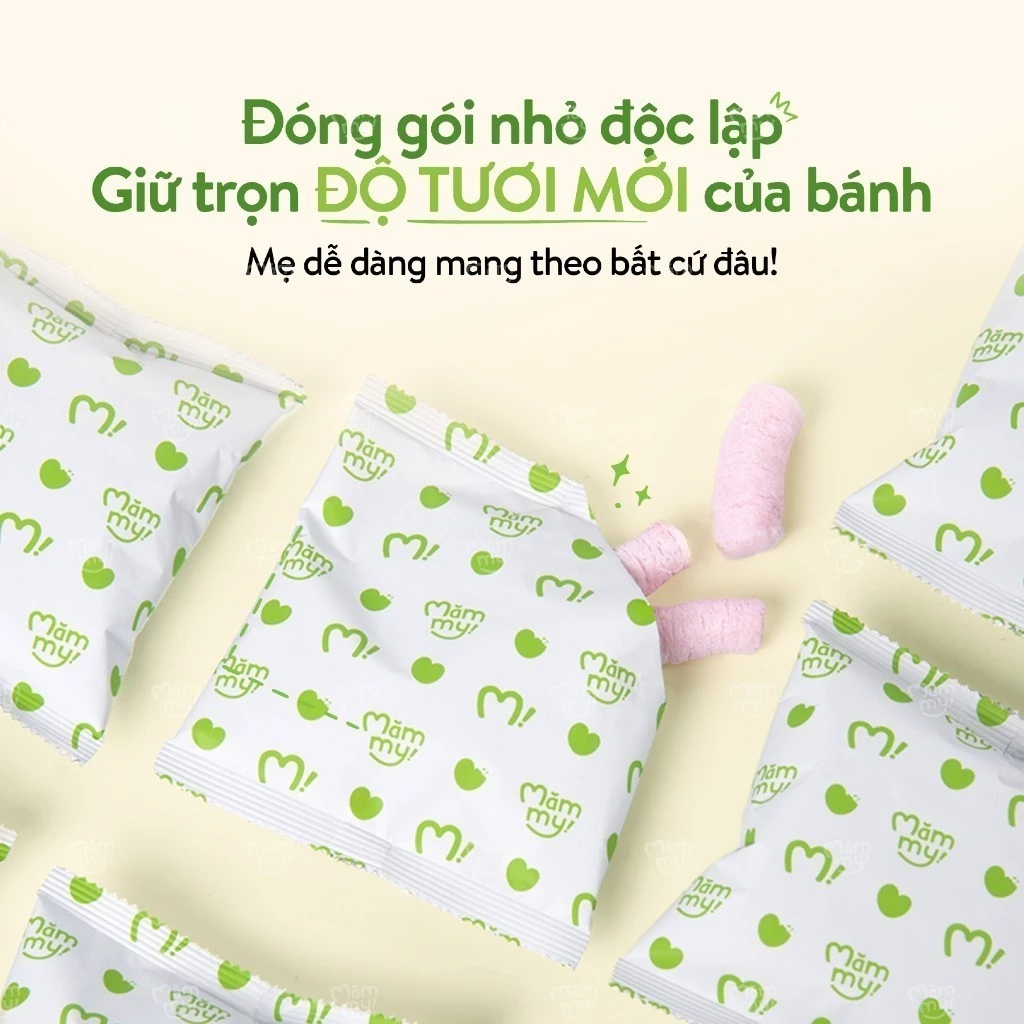 Bánh ăn dặm Mămmy rau củ trái cây tự nhiên bổ sung canxi giúp bé phát triển toàn diện, hộp 12g