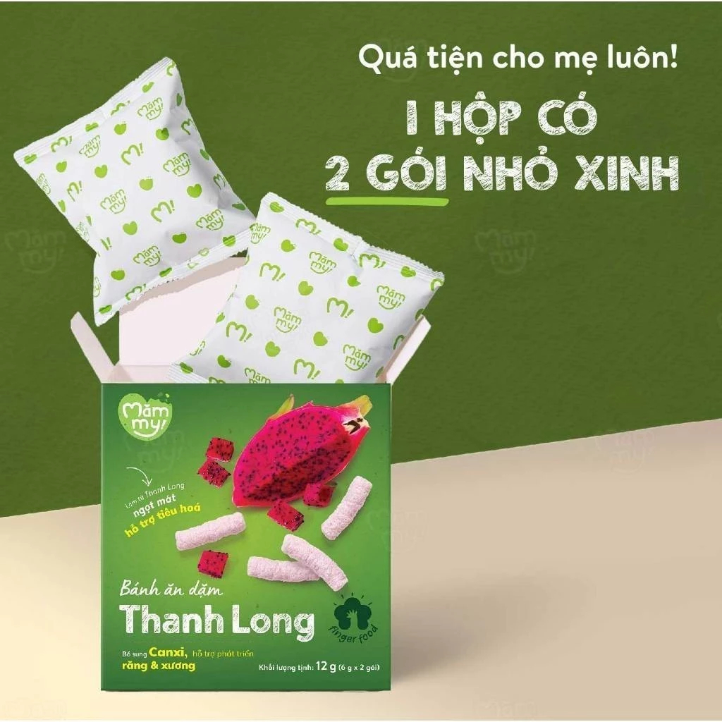 Bánh ăn dặm Mămmy rau củ trái cây tự nhiên bổ sung canxi giúp bé phát triển toàn diện, hộp 12g