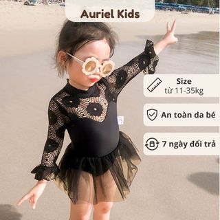 Váy Bơi Cho Bé Gái, Váy Tay Dài Ren Bồng Xinh Xắn Cho Bé Gái Chất Liệu Co Giãn 4 Chiều