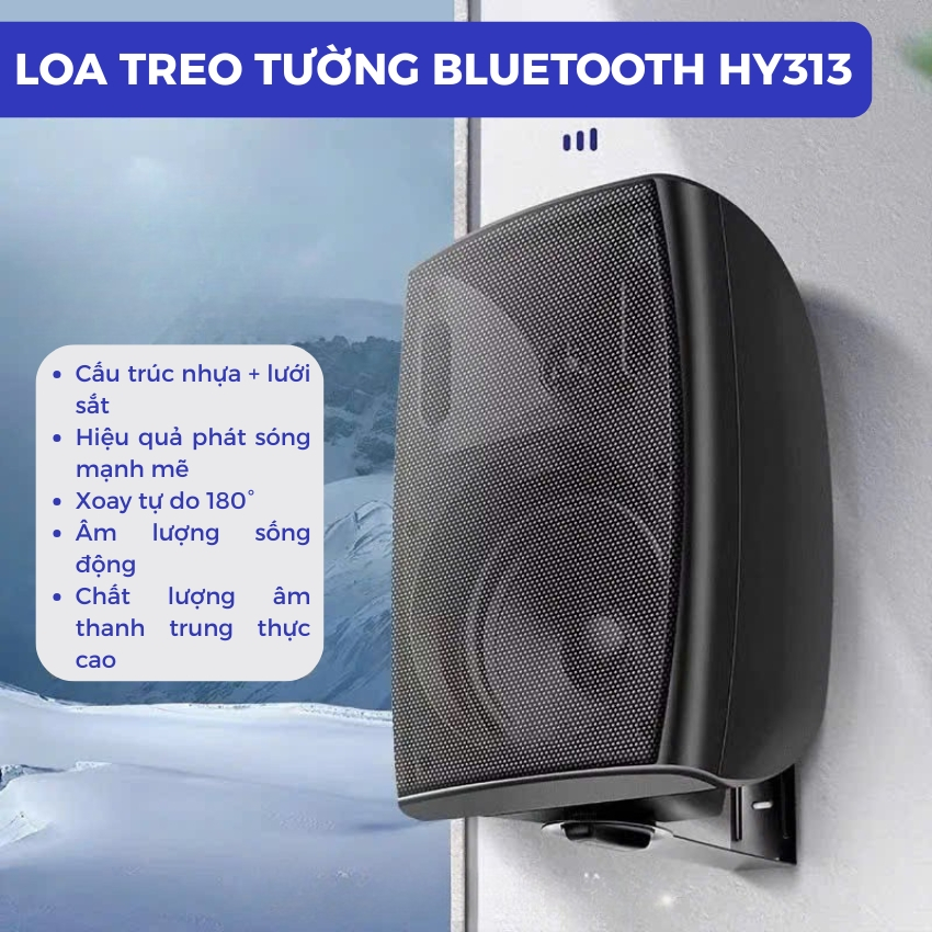 Loa bluetooth treo tường HY313 công suất 40W nghe nhạc du dương, nhẹ nhàng dành cho trường học, quán cafe nhà hàng spa
