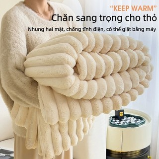 Chăn len Chăn lông thỏ 1m2 1m8 Chăn Mềm mại và ấm áp Chống tĩnh điện Không rụng lông Chăn đa năng