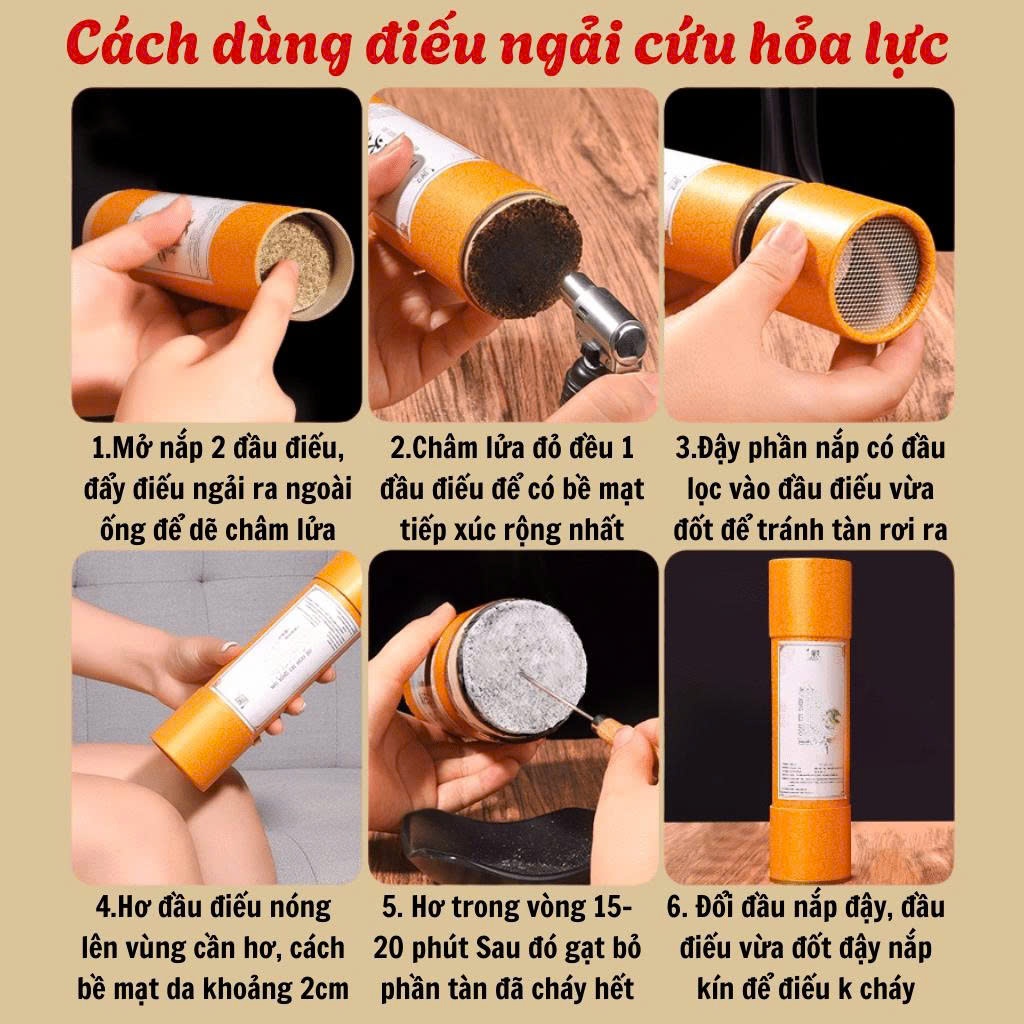 Điếu xông ngải cứu "Thông phong bài hàn cứu" Calen Nature Farm giúp bài trừ hàn khí, giảm đau xương khớp ống 20x7cm