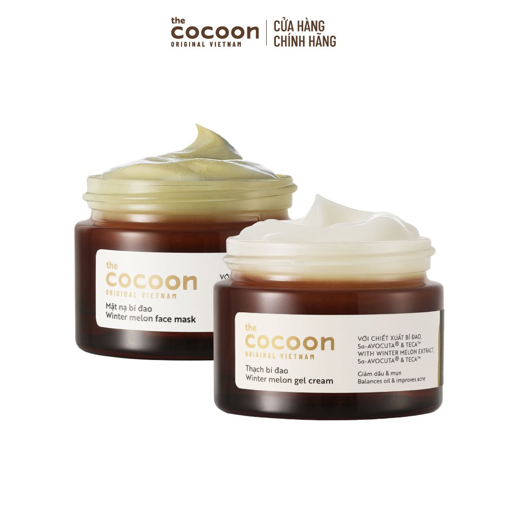 [MUA 2 GIẢM 40%] Combo Thạch bí đao (Kem dưỡng) và Mặt nạ bí đao Cấp ẩm & Ngừa mụn Cocoon 30ml