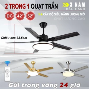 【COD】Quạt trần Gogeous trí phòng khách Quạt trần 5 cánh 3 màu đèn quạt trần đèn phòng ngủ