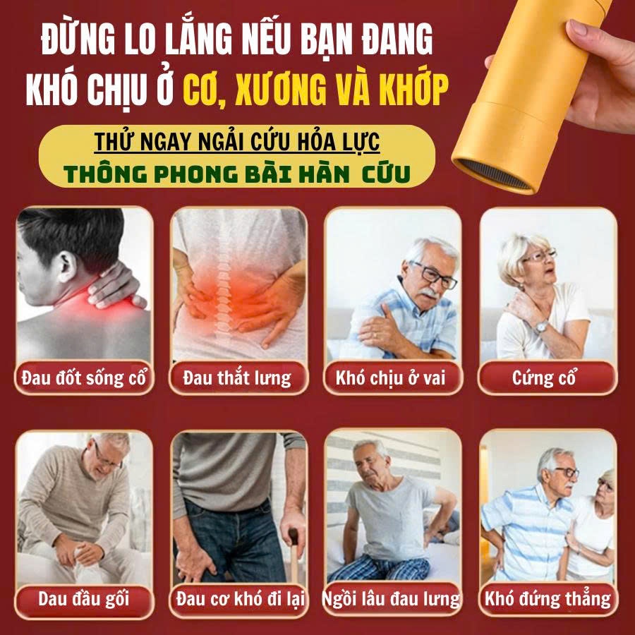 Điếu xông ngải cứu "Thông phong bài hàn cứu" Calen Nature Farm giúp bài trừ hàn khí, giảm đau xương khớp ống 20x7cm