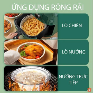 Combo 150 khay giấy bạc 24cm dùng một lần lót lò nướng nồi chiên không dầu tiện lợi tặng kèm 10 khay
