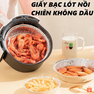 Combo 150 khay giấy bạc 24cm dùng một lần lót lò nướng nồi chiên không dầu tiện lợi tặng kèm 10 khay