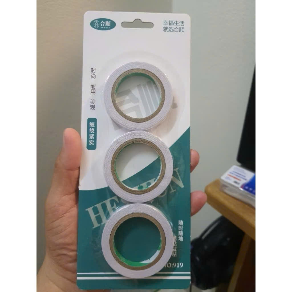 Set 3 Cuôn Băng Dính 2 Mặt Khổ Rộng 0.8cm