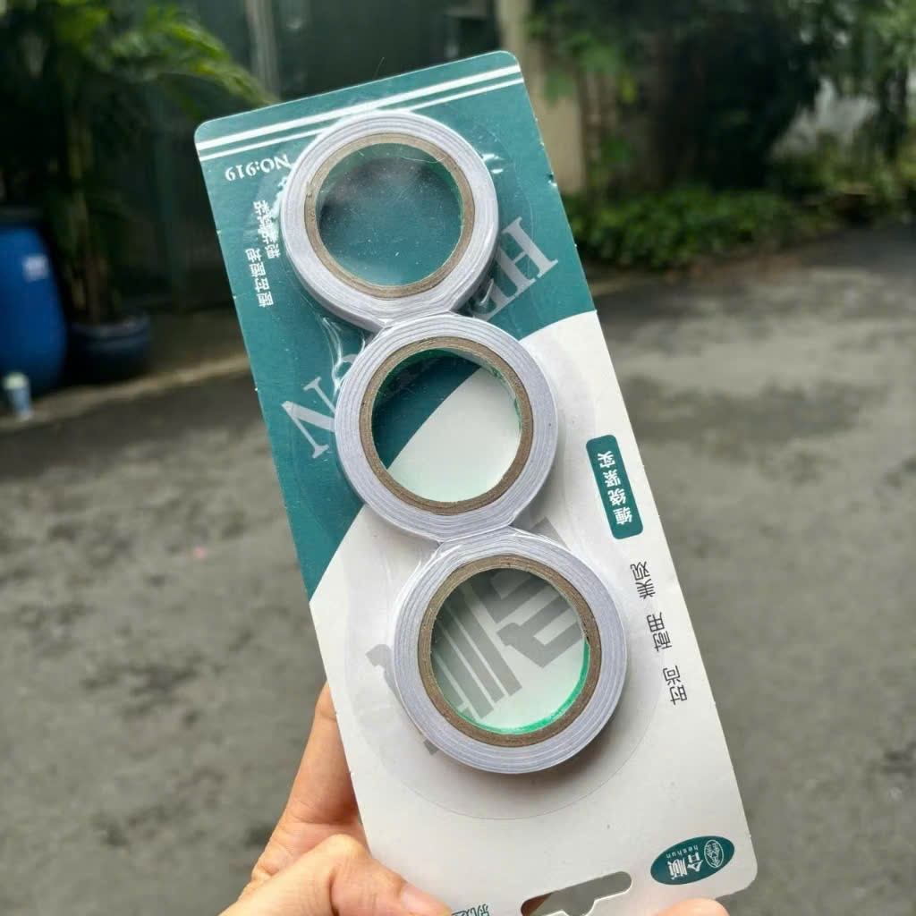 Set 3 Cuôn Băng Dính 2 Mặt Khổ Rộng 0.8cm
