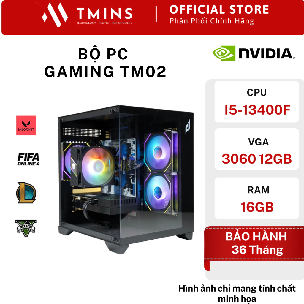 Hình ảnh Bộ PC Gaming TM02 (i5-13400F, H610, Ram 16Gb, SSD 500GB, VGA 3060)