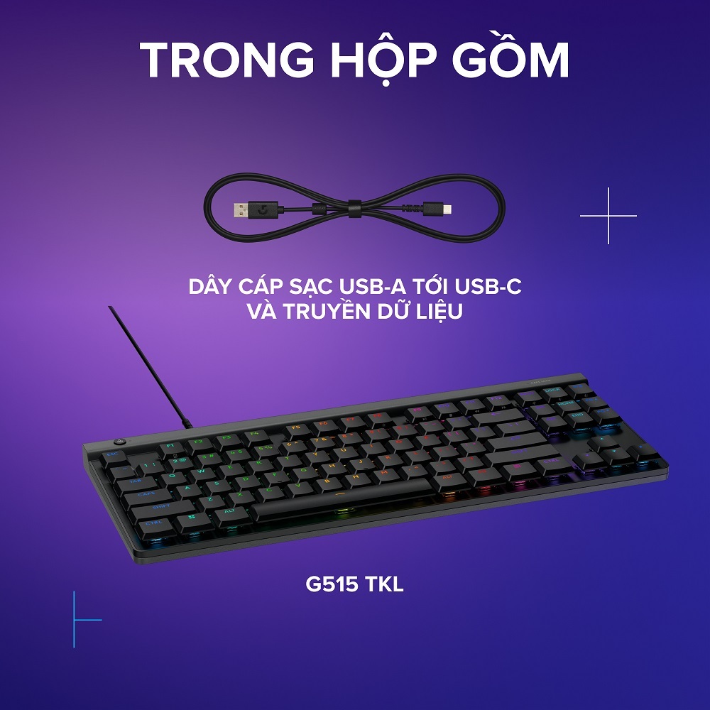 Bàn phím Gaming có dây Low profile Logitech G515 TKL - LIGHTSYNC RGB, Keycaps PBT | BigBuy360 - bigbuy360.vn
