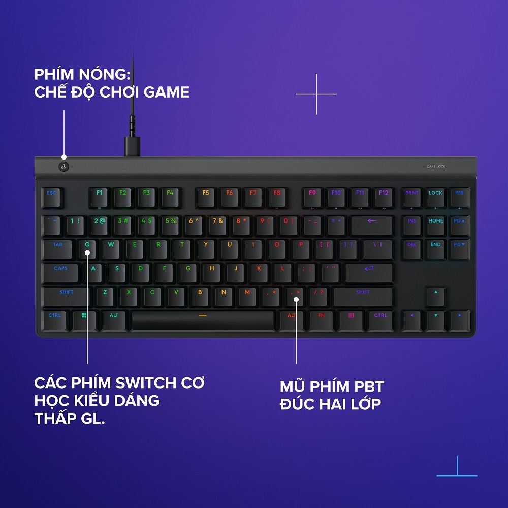 Bàn phím Gaming có dây Low profile Logitech G515 TKL - LIGHTSYNC RGB, Keycaps PBT | BigBuy360 - bigbuy360.vn