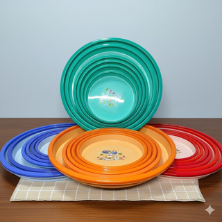 Mâm nhựa tròn có vành, kích thước 26-28-32-36 -40-44-50cm, 4 màu dương, hồng, ngọc, cam,nhựa PP