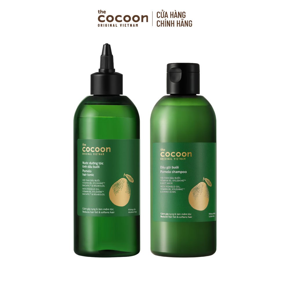 [MUA 2 GIẢM 42%] Combo Nước dưỡng tóc tinh dầu bưởi Cocoon 310ml và Dầu gội bưởi 310ml giúp giảm gãy rụng và làm mềm tóc