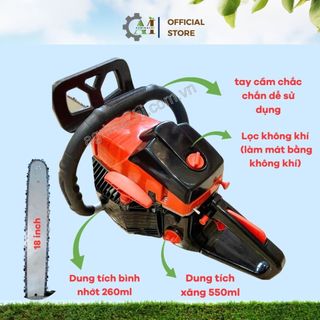 Máy cưa xích cầm tay chạy xăng CS450 – động cơ 2 thì 45cc mạnh mẽ, lam 45cm,cắt gỗ nhanh_Agrimachi