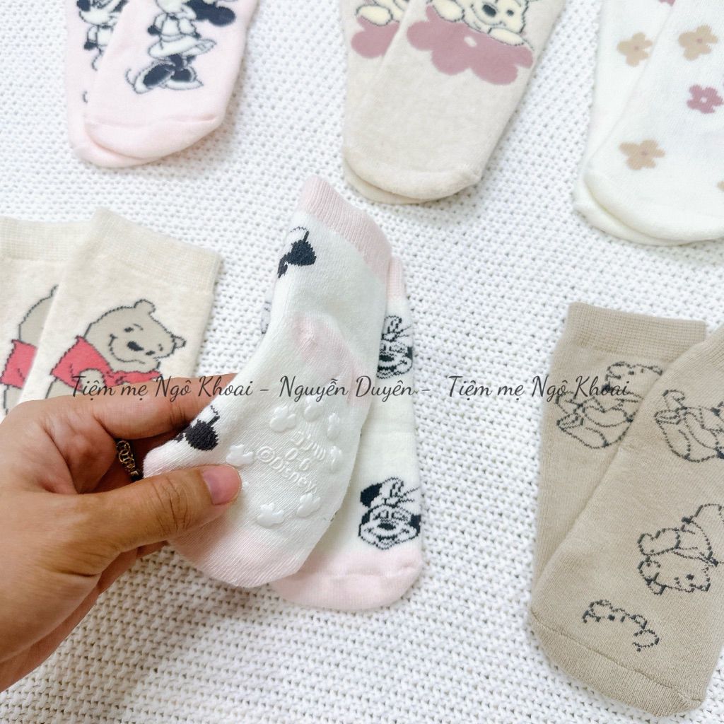 [MD11] DISNEY Tất xinh ấm áp chất liệu bông organic hoạ tiết Pooh, Minnie xinh cho bé yêu