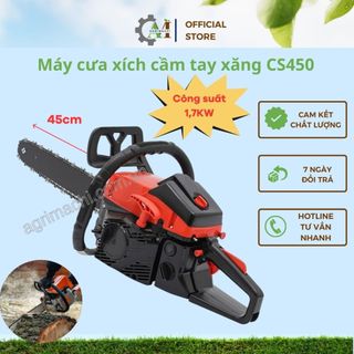 Máy cưa xích cầm tay chạy xăng CS450 – động cơ 2 thì 45cc mạnh mẽ, lam 45cm,cắt gỗ nhanh_Agrimachi