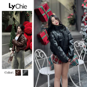 Áo Khoác Phao Da Lì Dáng Croptop Cao Cấp – Lychie | Thiết Kế Sành Điệu, Cực Ấm Áp, Hot Trend Mùa Đông Cho Nữ Top