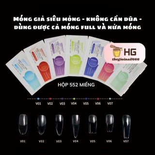 Hộp 552 Tip Móng Giả Siêu Mỏng VINIMAY | Không Cần Dũa | Dùng Được Cả Móng Full & Nửa Móng | 7 Kiểu Dáng