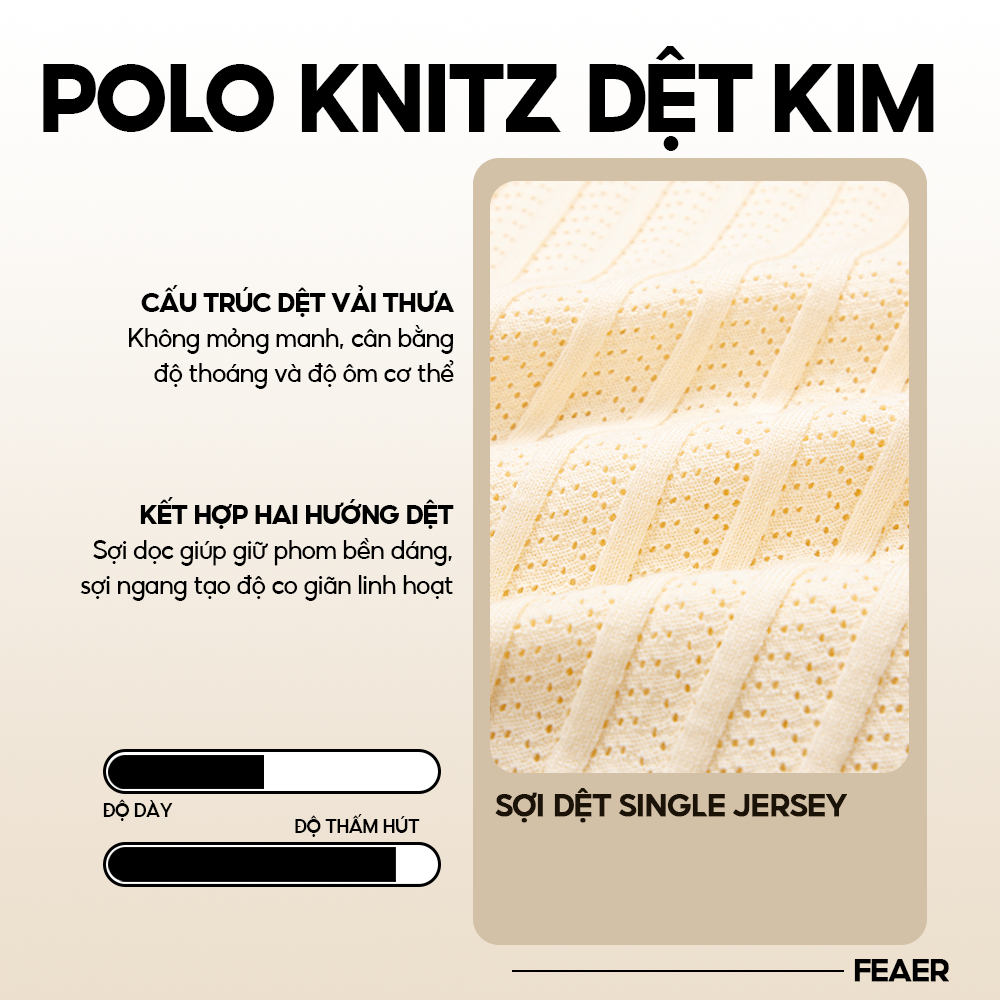 Áo polo dệt kim KNITZ tay ngắn phối sọc thời thượng, phong cách Hàn Quốc, sang trọng, thanh lịch - FEAER